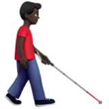 Apple(iPhone) Man With White Cane Facing Right: Dark Skin Tone Emoji