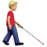 Apple(iPhone) Man With White Cane Facing Right: Medium-Light Skin Tone Emoji