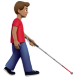 Apple(iPhone) Man With White Cane Facing Right: Medium Skin Tone Emoji