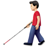 Apple(iPhone) Man With White Cane: Light Skin Tone Emoji