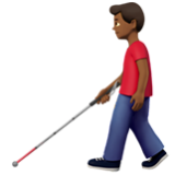 Apple(iPhone) Man With White Cane: Medium-Dark Skin Tone Emoji