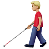 Apple(iPhone) Man With White Cane: Medium-Light Skin Tone Emoji