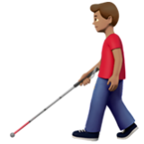 Apple(iPhone) Man With White Cane: Medium Skin Tone Emoji