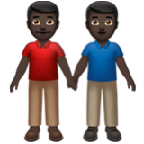 Apple(iPhone) Men Holding Hands: Dark Skin Tone Emoji