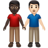 Apple(iPhone) Men Holding Hands: Dark Skin Tone, Light Skin Tone Emoji