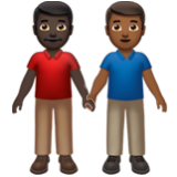 Apple(iPhone) Men Holding Hands: Dark Skin Tone, Medium-Dark Skin Tone Emoji