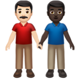 Apple(iPhone) Men Holding Hands: Light Skin Tone, Dark Skin Tone Emoji