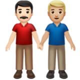 Apple(iPhone) Men Holding Hands: Light Skin Tone, Medium-Light Skin Tone Emoji