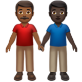 Apple(iPhone) Men Holding Hands: Medium-Dark Skin Tone, Dark Skin Tone Emoji