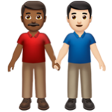 Apple(iPhone) Men Holding Hands: Medium-Dark Skin Tone, Light Skin Tone Emoji