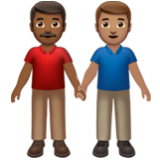 Apple(iPhone) Men Holding Hands: Medium-Dark Skin Tone, Medium Skin Tone Emoji