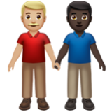 Apple(iPhone) Men Holding Hands: Medium-Light Skin Tone, Dark Skin Tone Emoji