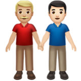 Apple(iPhone) Men Holding Hands: Medium-Light Skin Tone, Light Skin Tone Emoji