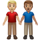 Apple(iPhone) Men Holding Hands: Medium-Light Skin Tone, Medium Skin Tone Emoji