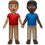 Apple(iPhone) Men Holding Hands: Medium Skin Tone, Dark Skin Tone Emoji