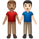 Apple(iPhone) Men Holding Hands: Medium Skin Tone, Light Skin Tone Emoji