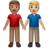 Apple(iPhone) Men Holding Hands: Medium Skin Tone, Medium-Light Skin Tone Emoji