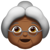 Apple(iPhone) Old Woman: Medium-Dark Skin Tone Emoji