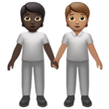 Apple(iPhone) People Holding Hands: Dark Skin Tone, Medium Skin Tone Emoji