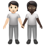 Apple(iPhone) People Holding Hands: Light Skin Tone, Dark Skin Tone Emoji