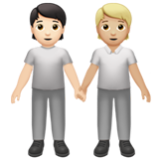 Apple(iPhone) People Holding Hands: Light Skin Tone, Medium-Light Skin Tone Emoji