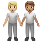 Apple(iPhone) People Holding Hands: Medium-Light Skin Tone, Medium Skin Tone Emoji