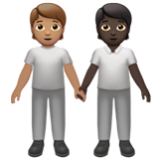 Apple(iPhone) People Holding Hands: Medium Skin Tone, Dark Skin Tone Emoji