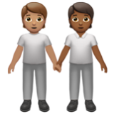 Apple(iPhone) People Holding Hands: Medium Skin Tone, Medium-Dark Skin Tone Emoji