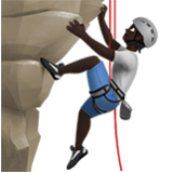 Apple(iPhone) Person Climbing: Dark Skin Tone Emoji