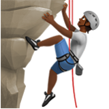 Apple(iPhone) Person Climbing: Medium-Dark Skin Tone Emoji