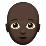 Apple(iPhone) Person: Dark Skin Tone, Bald Emoji