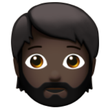 Apple(iPhone) Person: Dark Skin Tone, Beard Emoji