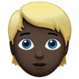 Apple(iPhone) Person: Dark Skin Tone, Blond Hair Emoji