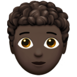 Apple(iPhone) Person: Dark Skin Tone, Curly Hair Emoji