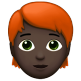 Apple(iPhone) Person: Dark Skin Tone, Red Hair Emoji