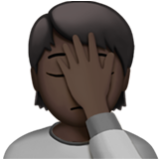 Apple(iPhone) Person Facepalming: Dark Skin Tone Emoji