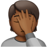 Apple(iPhone) Person Facepalming: Medium-Dark Skin Tone Emoji