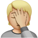 Apple(iPhone) Person Facepalming: Medium-Light Skin Tone Emoji