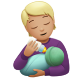 Apple(iPhone) Person Feeding Baby: Medium-Light Skin Tone Emoji