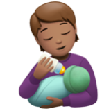 Apple(iPhone) Person Feeding Baby: Medium Skin Tone Emoji