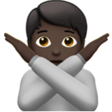 Apple(iPhone) Person Gesturing No: Dark Skin Tone Emoji