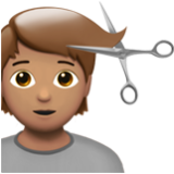 Apple(iPhone) Person Getting Haircut: Medium Skin Tone Emoji