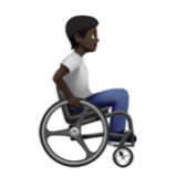 Apple(iPhone) Person In Manual Wheelchair Facing Right: Dark Skin Tone Emoji