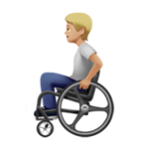 Apple(iPhone) Person In Manual Wheelchair: Medium-Light Skin Tone Emoji