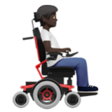 Apple(iPhone) Person In Motorized Wheelchair Facing Right: Dark Skin Tone Emoji