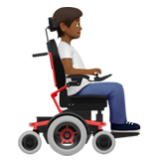 Apple(iPhone) Person In Motorized Wheelchair Facing Right: Medium-Dark Skin Tone Emoji