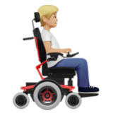 Apple(iPhone) Person In Motorized Wheelchair Facing Right: Medium-Light Skin Tone Emoji