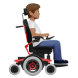 Apple(iPhone) Person In Motorized Wheelchair Facing Right: Medium Skin Tone Emoji