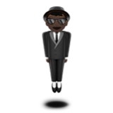 Apple(iPhone) Person In Suit Levitating: Dark Skin Tone Emoji