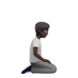 Apple(iPhone) Person Kneeling Facing Right: Dark Skin Tone Emoji